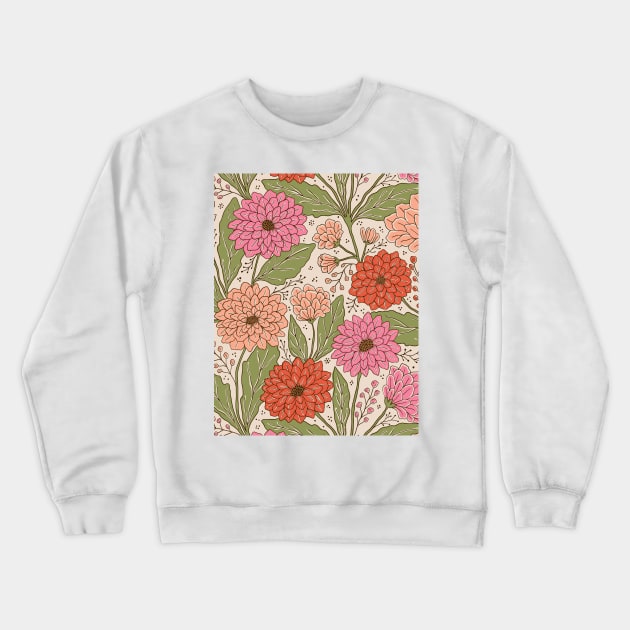 Dahlia garden in cream and pink Crewneck Sweatshirt by Natalisa